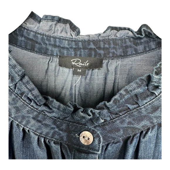 Rails Shawna Chambray Smocked Waist Minidress. Sz: M - Picture 6 of 9